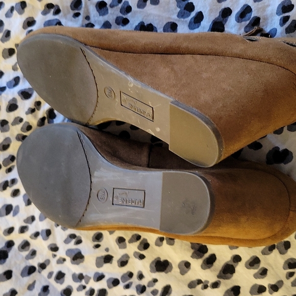 Madeline Stuart Brown Suede Peep Toe Wedges Size 8 - Picture 5 of 7